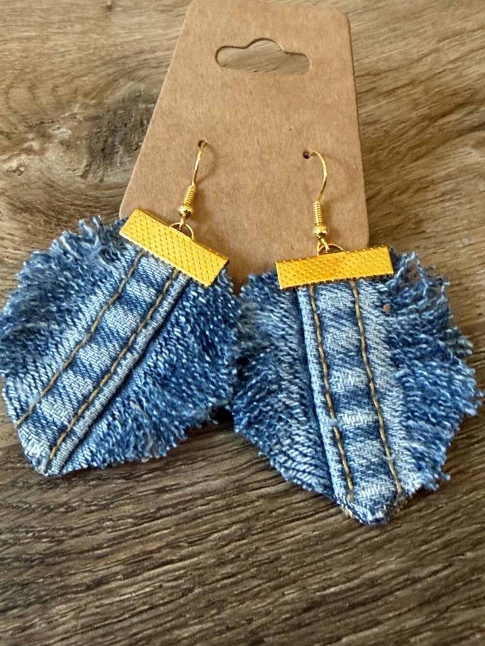 Blue Leaf-Shape Fringe Drop Earrings